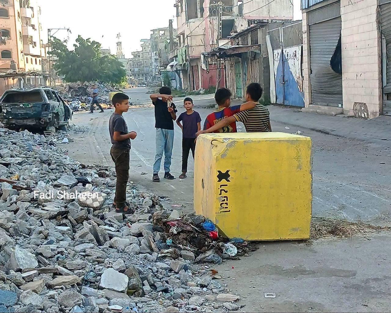 The yellow concrete blocks are getting dangerously close to us, and we don’t know when the danger will reach us. 💔 We urgently need $400 for food, clean water, and a safer place to move. Please help us if you can. 🙏🇵🇸
